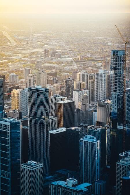 Populated city with towers